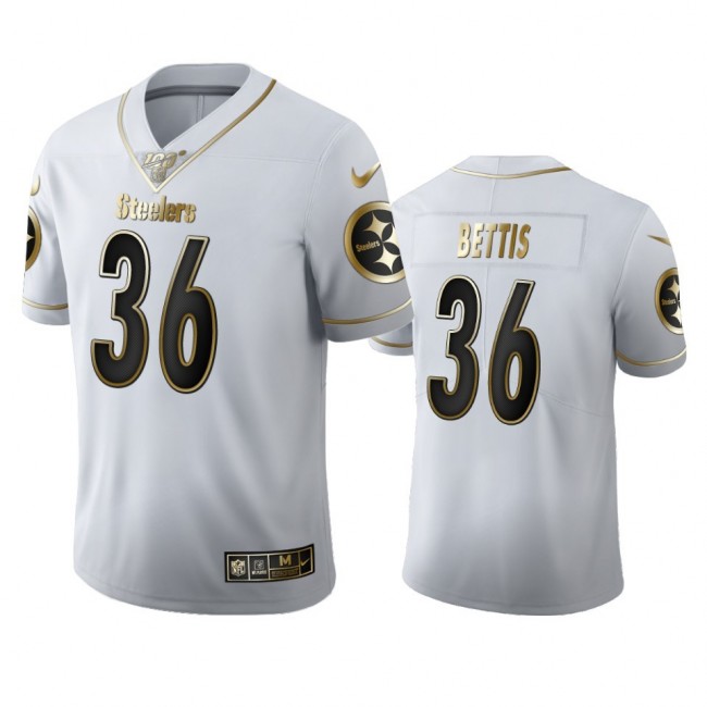 Pittsburgh Steelers #36 Jerome Bettis Men's Nike White Golden Edition Vapor Limited NFL 100 Jersey
