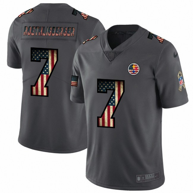 Pittsburgh Steelers #7 Ben Roethlisberger Nike 2018 Salute to Service Retro USA Flag Limited NFL Jersey