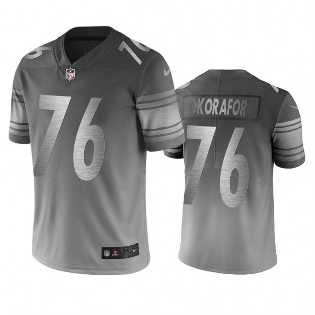 Pittsburgh Steelers #76 Chukwuma Okorafor Silver Gray Vapor Limited City Edition NFL Jersey