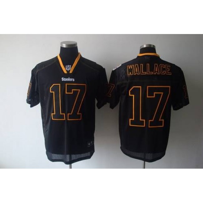 Steelers #17 Mike Wallace Lights Out Black Stitched NFL Jersey