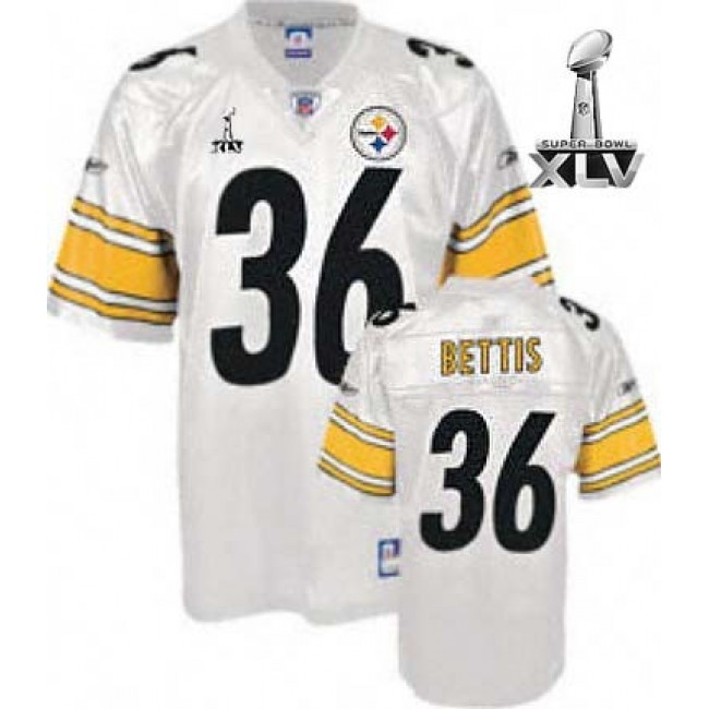 Steelers #36 Jerome Bettis White Super Bowl XLV Stitched NFL Jersey