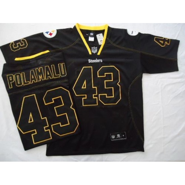 Steelers #43 Troy Polamalu Black Field Shadow Stitched NFL Jersey