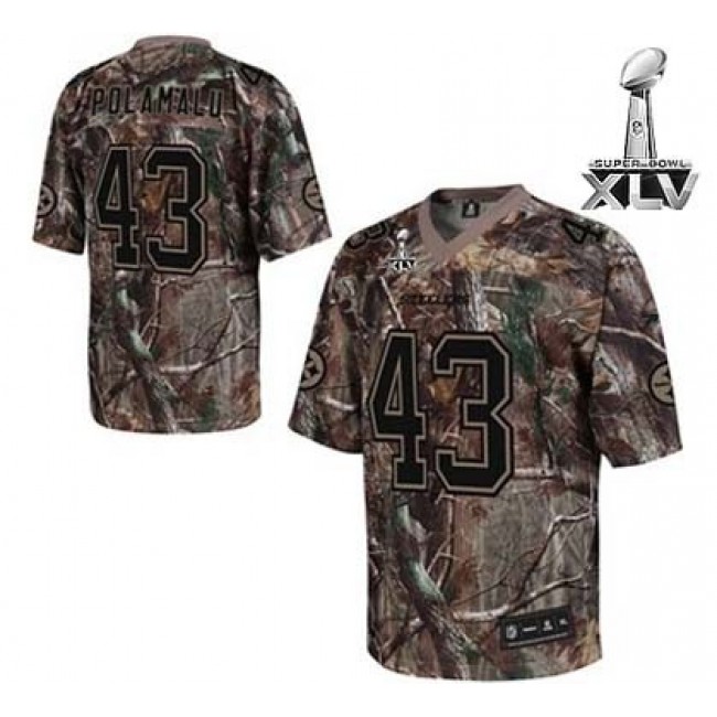 Steelers #43 Troy Polamalu Camouflage Realtree Super Bowl XLV Stitched NFL Jersey