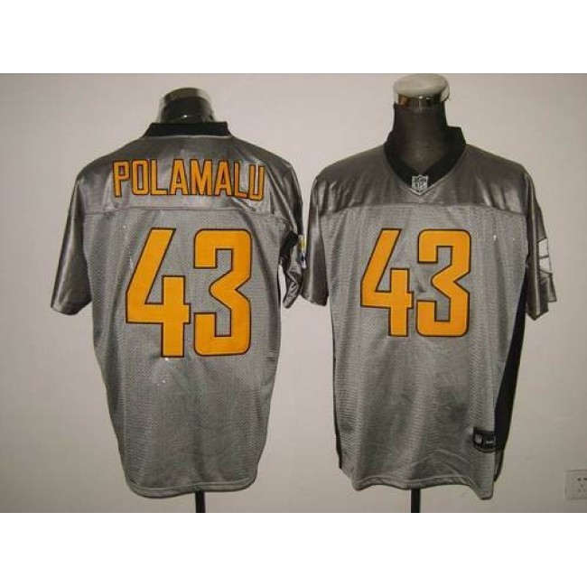 Steelers #43 Troy Polamalu Grey Shadow Stitched NFL Jersey