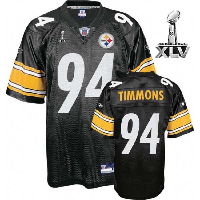 Steelers #94 Lawrence Timmons Black Super Bowl XLV Stitched NFL Jersey