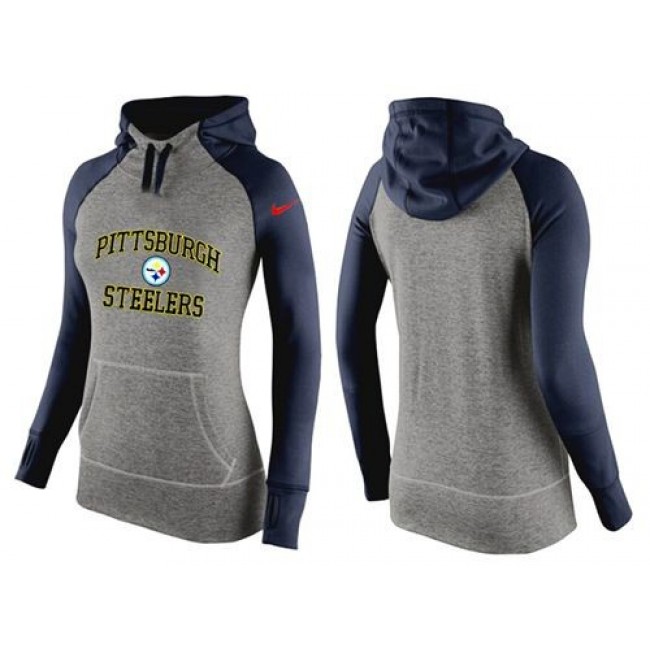 Women's Pittsburgh Steelers Hoodie Grey Dark Blue-3 Jersey