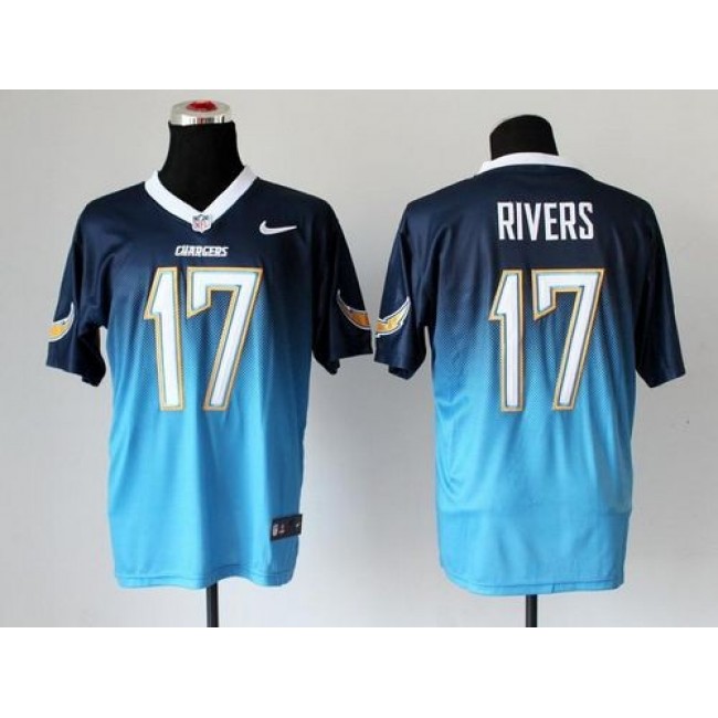 Nike Chargers #17 Philip Rivers Navy Blue/Electric Blue Men's Stitched NFL Elite Fadeaway Fashion Jersey