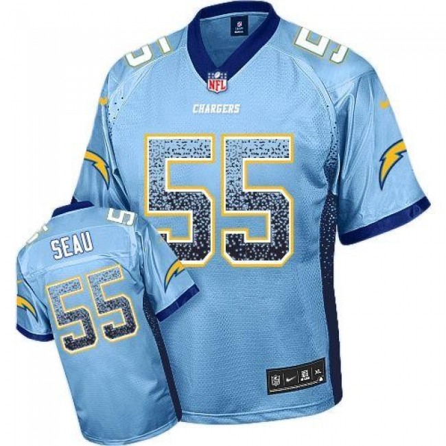Nike Chargers #55 Junior Seau Electric Blue Alternate Men's Stitched NFL Elite Drift Fashion Jersey