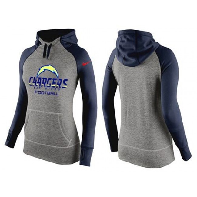 Women's San Diego Chargers Hoodie Grey Dark Blue Jersey