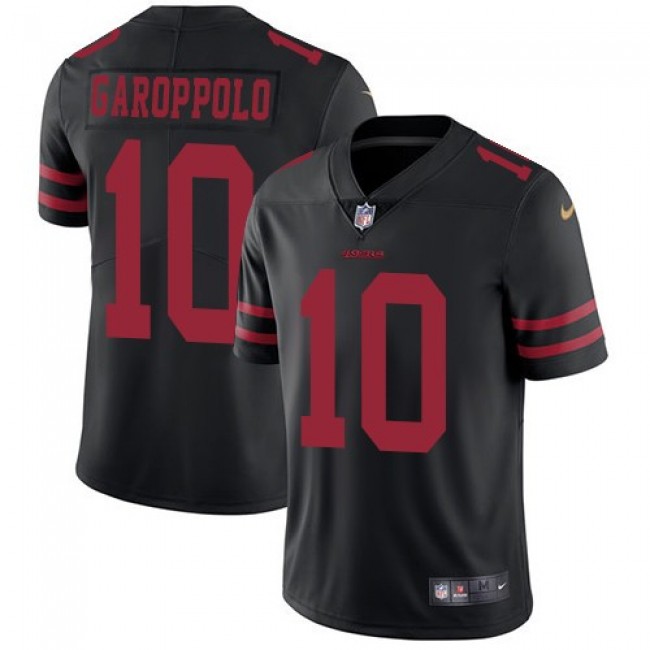 San Francisco 49ers #10 Jimmy Garoppolo Black Alternate Youth Stitched NFL Vapor Untouchable Limited Jersey