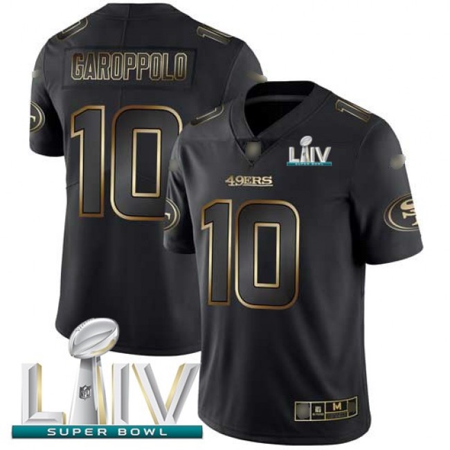 Nike 49ers #10 Jimmy Garoppolo Black/Gold Super Bowl LIV 2020 Men's Stitched NFL Vapor Untouchable Limited Jersey