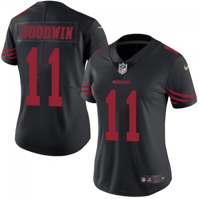 Women's 49ers #11 Marquise Goodwin Black Stitched NFL Limited Rush Jersey