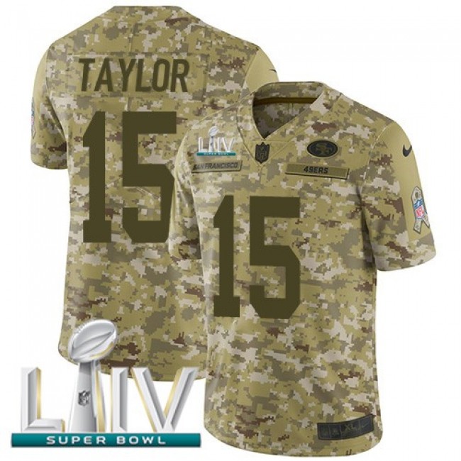 Nike 49ers #15 Trent Taylor Camo Super Bowl LIV 2020 Men's Stitched NFL Limited 2018 Salute To Service Jersey