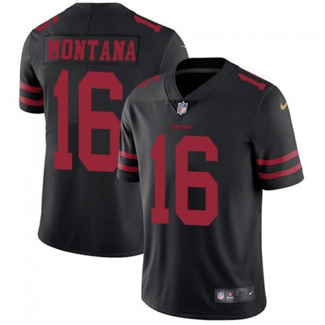 San Francisco 49ers #16 Joe Montana Black Alternate Youth Stitched NFL Vapor Untouchable Limited Jersey