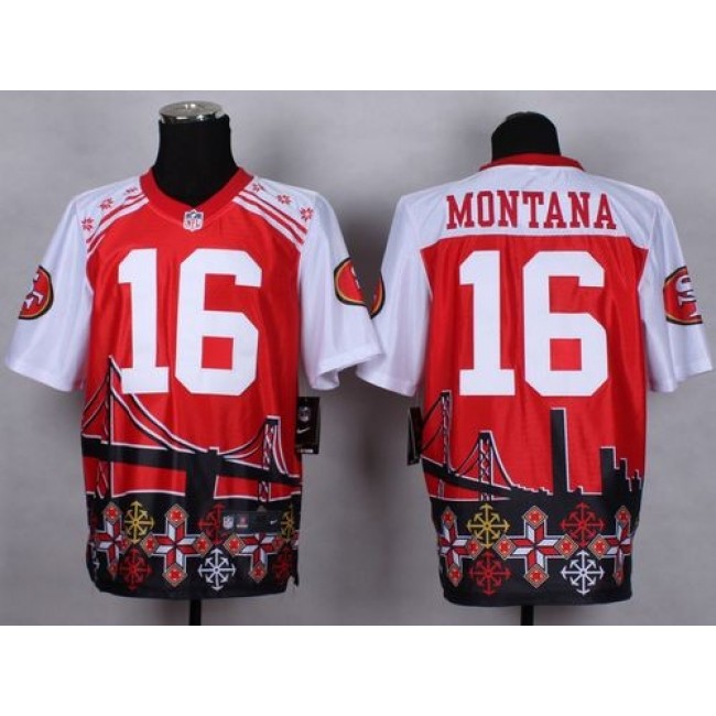 عنصر كيميائي Nike San Francisco 49ers #16 Joe Montana Drift Fashion Red Elite Jersey مولسان