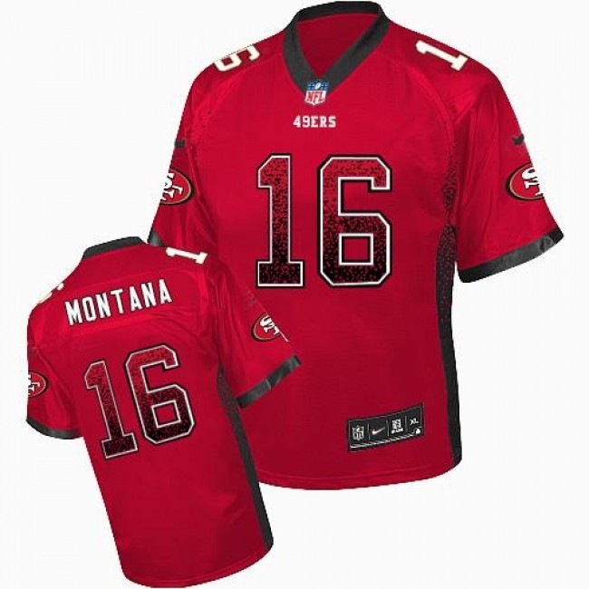 San Francisco 49ers #16 Joe Montana Red Team Color Youth Stitched NFL Elite Drift Fashion Jersey