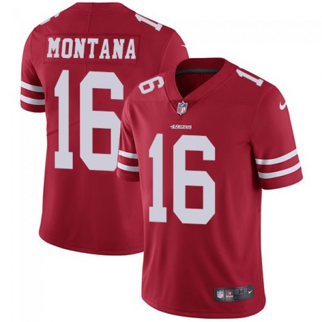 San Francisco 49ers #16 Joe Montana Red Team Color Youth Stitched NFL Vapor Untouchable Limited Jersey
