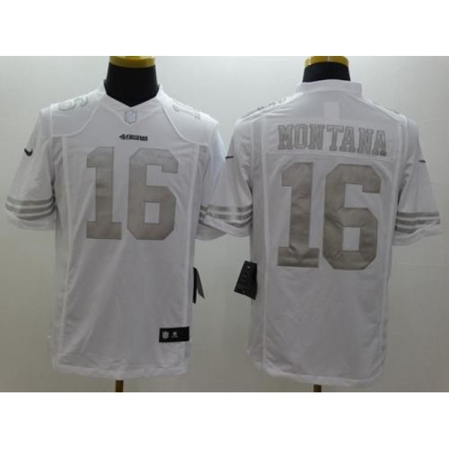 Nike 49ers #16 Joe Montana White Men's Stitched NFL Limited Platinum Jersey