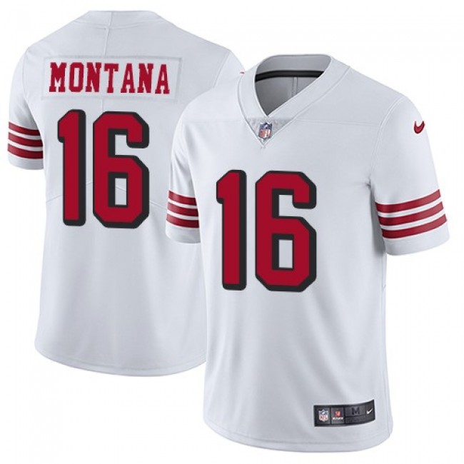 Nike 49ers #16 Joe Montana White Rush Men's Stitched NFL Vapor Untouchable Limited Jersey