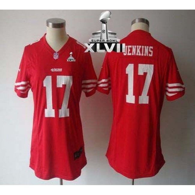 Women's 49ers #17 AJ Jenkins Red Team Color Super Bowl XLVII NFL Game Jersey