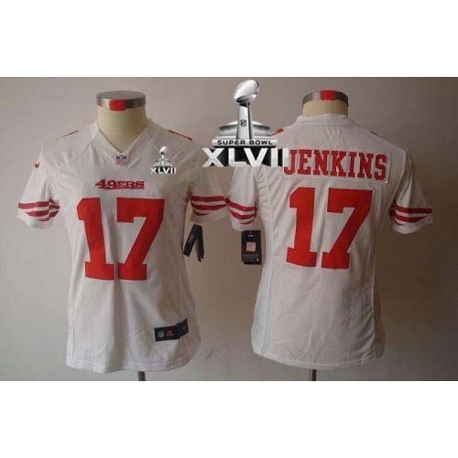 Women's 49ers #17 AJ Jenkins White Super Bowl XLVII Stitched NFL Limited Jersey