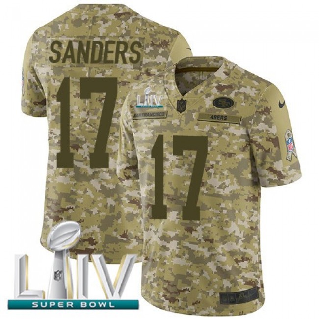 Nike 49ers #17 Emmanuel Sanders Camo Super Bowl LIV 2020 Men's Stitched NFL Limited 2018 Salute To Service Jersey