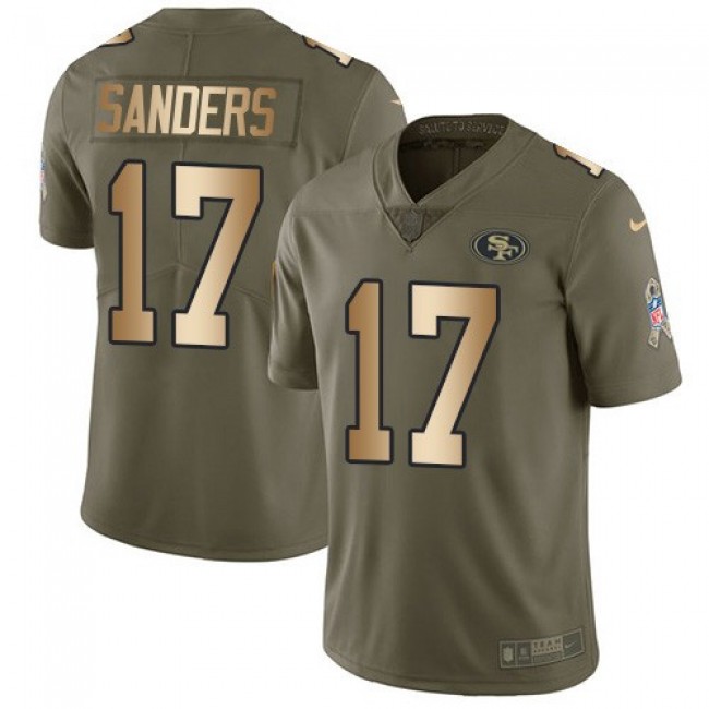 Nike 49ers #17 Emmanuel Sanders Olive/Gold Men's Stitched NFL Limited 2017 Salute To Service Jersey