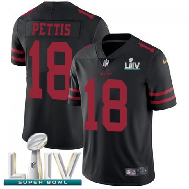 Nike 49ers #18 Dante Pettis Black Super Bowl LIV 2020 Alternate Men's Stitched NFL Vapor Untouchable Limited Jersey