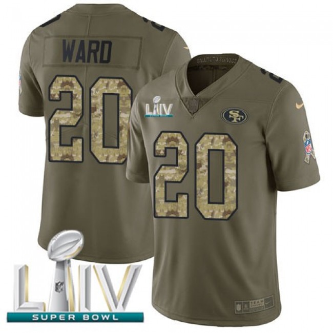 Nike 49ers #20 Jimmie Ward Olive/Camo Super Bowl LIV 2020 Men's Stitched NFL Limited 2017 Salute To Service Jersey