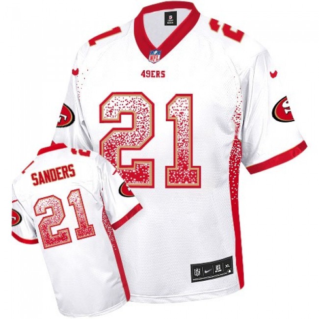 Nike 49ers #21 Deion Sanders White Men's Stitched NFL Elite Drift Fashion Jersey