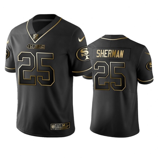 Nike 49ers #25 Richard Sherman Black Golden Limited Edition Stitched NFL Jersey