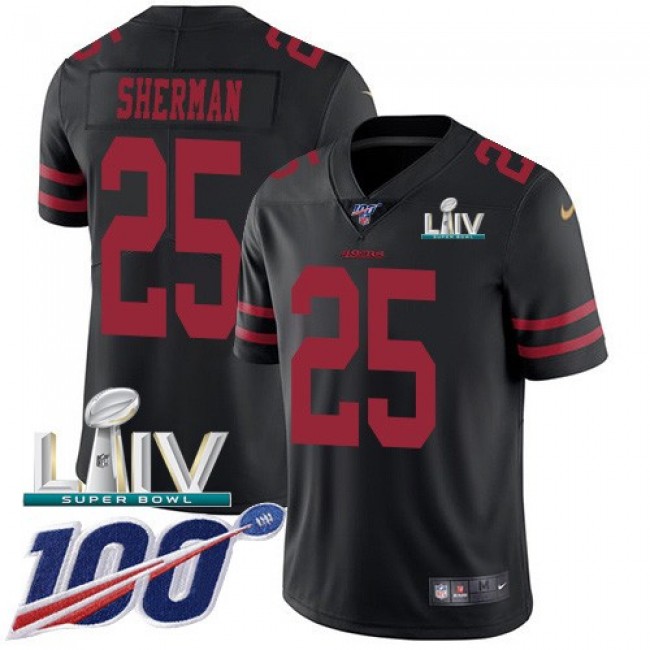 نون سيلر Nike 49ers #25 Richard Sherman Red Super Bowl LIV 2020 Team Color Women's Stitched NFL 100th Season Vapor Limited Jersey نون سيلر