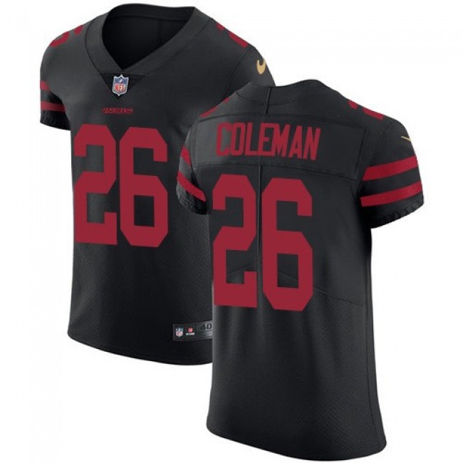 Nike 49ers #26 Tevin Coleman Black Alternate Men's Stitched NFL Vapor Untouchable Elite Jersey
