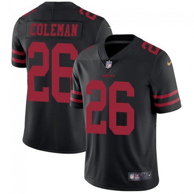 Nike 49ers #26 Tevin Coleman Black Alternate Men's Stitched NFL Vapor Untouchable Limited Jersey