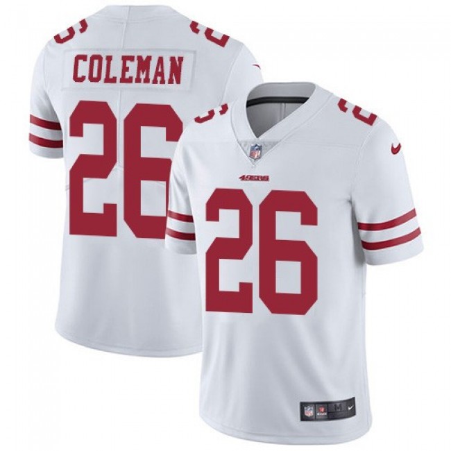 Nike 49ers #26 Tevin Coleman White Men's Stitched NFL Vapor Untouchable Limited Jersey