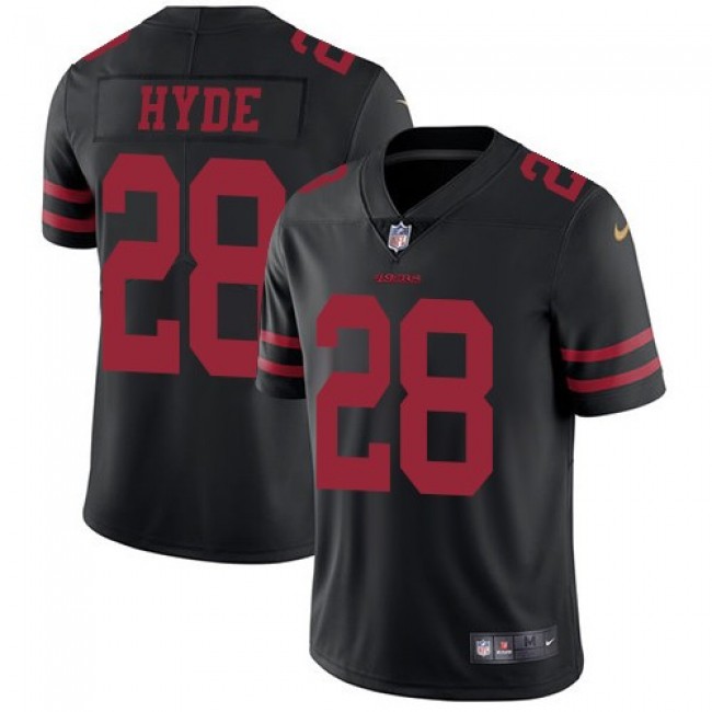 San Francisco 49ers #28 Carlos Hyde Black Alternate Youth Stitched NFL Vapor Untouchable Limited Jersey