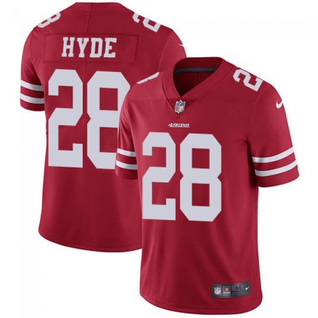 San Francisco 49ers #28 Carlos Hyde Red Team Color Youth Stitched NFL Vapor Untouchable Limited Jersey
