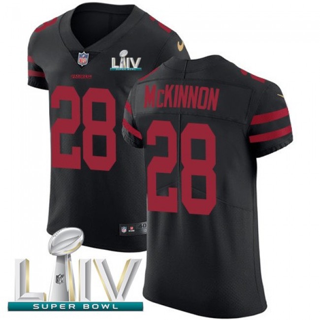 Nike 49ers #28 Jerick McKinnon Black Super Bowl LIV 2020 Alternate Men's Stitched NFL Vapor Untouchable Elite Jersey