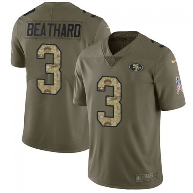 San Francisco 49ers #3 C.J. Beathard Olive-Camo Youth Stitched NFL Limited 2017 Salute to Service Jersey