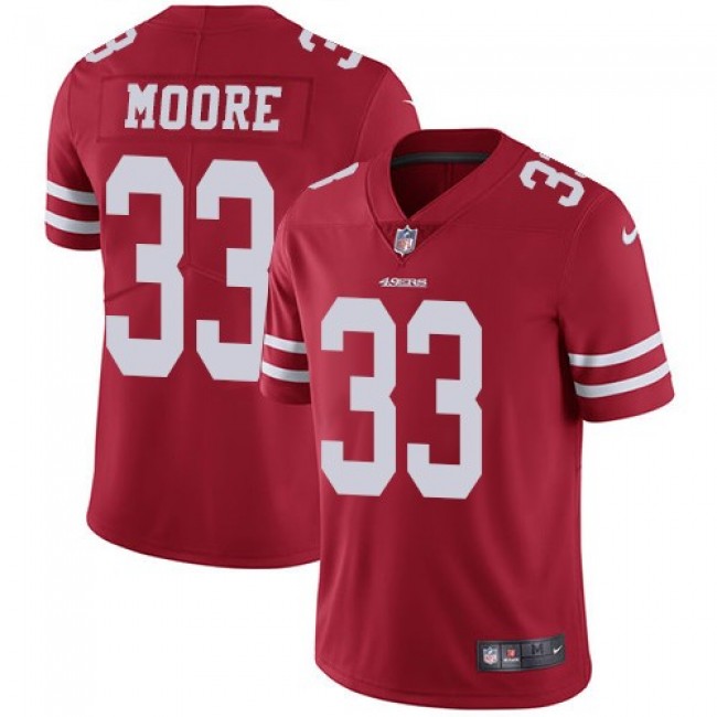 Nike 49ers #33 Tarvarius Moore Red Team Color Men's Stitched NFL Vapor Untouchable Limited Jersey