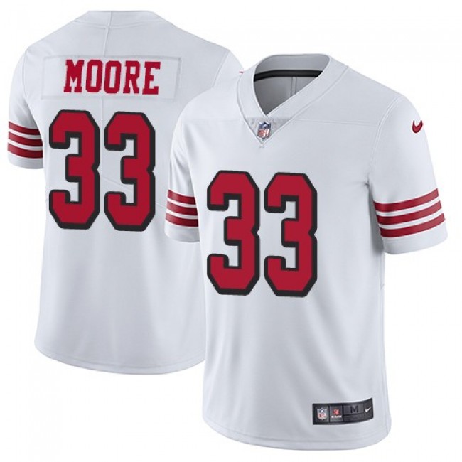 Nike 49ers #33 Tarvarius Moore White Rush Men's Stitched NFL Vapor Untouchable Limited Jersey