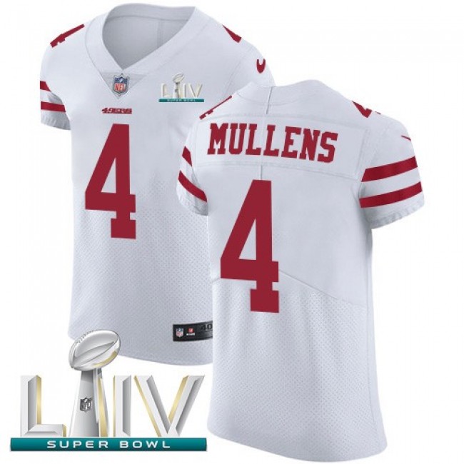 Nike 49ers #4 Nick Mullens White Super Bowl LIV 2020 Men's Stitched NFL Vapor Untouchable Elite Jersey
