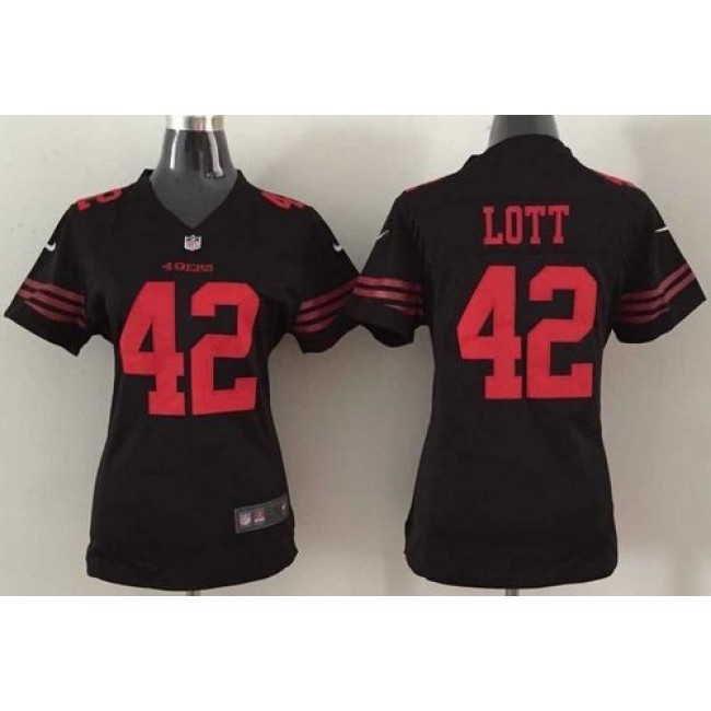 Women's 49ers #42 Ronnie Lott Black Alternate Stitched NFL Elite Jersey