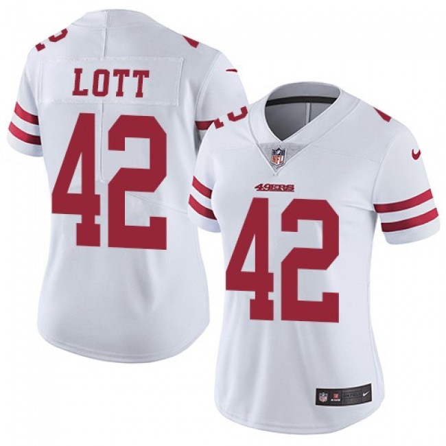 مسكره ورديه NFL Jersey 49ers-Women's 49ers #42 Ronnie Lott White Stitched NFL ... مسكره ورديه
