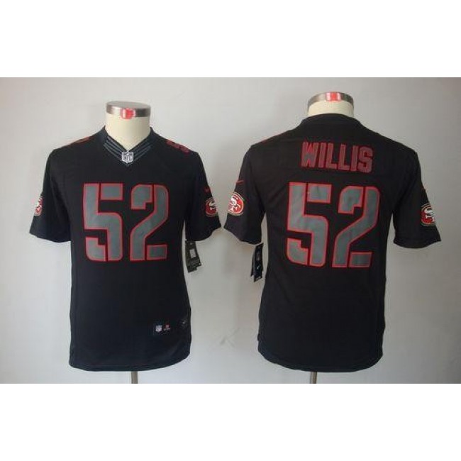 San Francisco 49ers #52 Patrick Willis Black Impact Youth Stitched NFL Limited Jersey