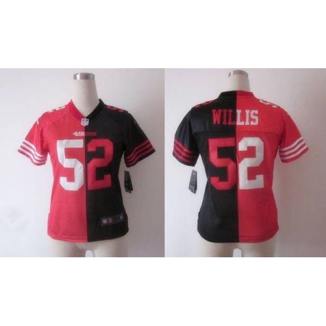 Women's 49ers #52 Patrick Willis Black Red Stitched NFL Elite Split Jersey