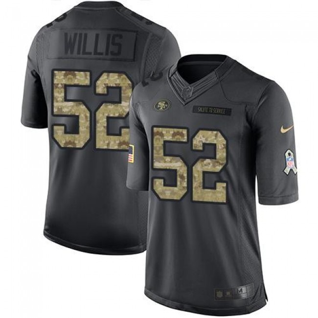 San Francisco 49ers #52 Patrick Willis Black Youth Stitched NFL Limited 2016 Salute to Service Jersey