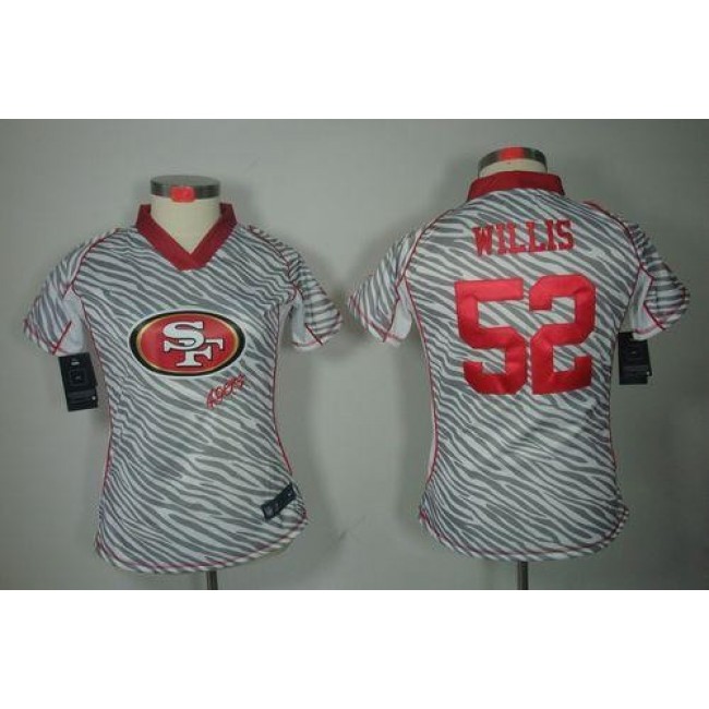 Women's 49ers #52 Patrick Willis Zebra Stitched NFL Elite Jersey