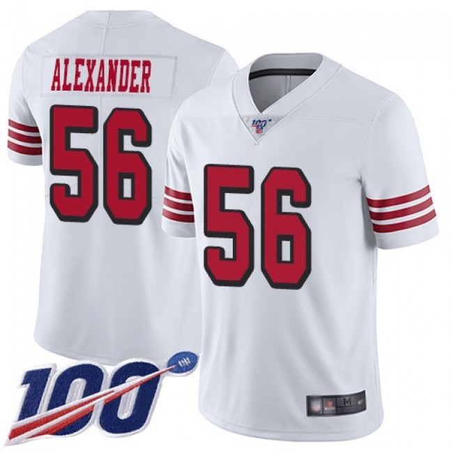 Nike 49ers #56 Kwon Alexander White Rush Men's Stitched NFL Limited 100th Season Jersey