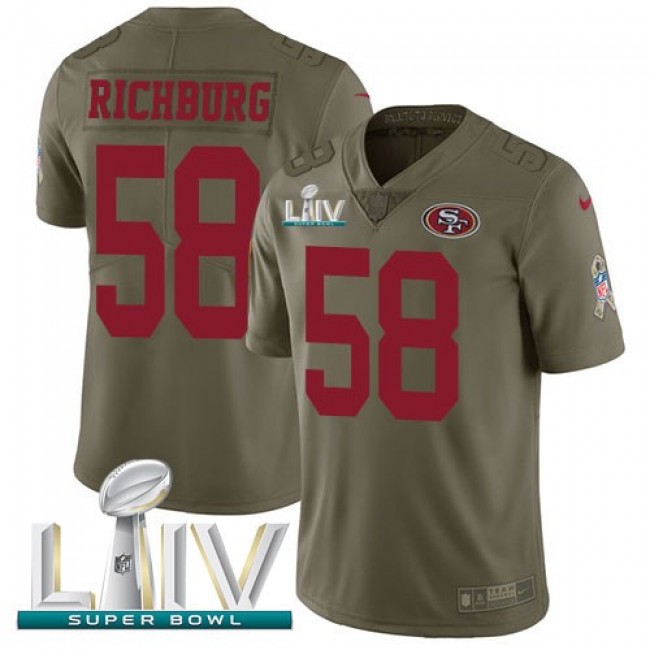 Nike 49ers #58 Weston Richburg Olive Super Bowl LIV 2020 Men's Stitched NFL Limited 2017 Salute To Service Jersey